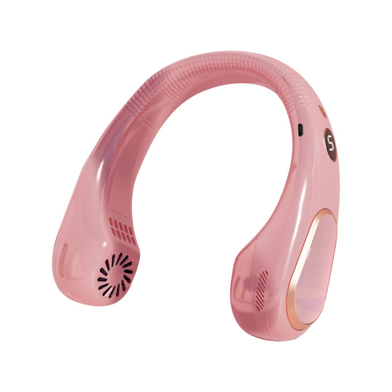USB Rechargeable Bladeless Neck Fan with Digital Display