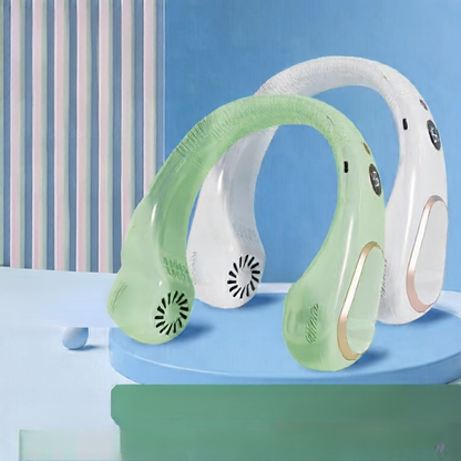 USB Rechargeable Bladeless Neck Fan with Digital Display