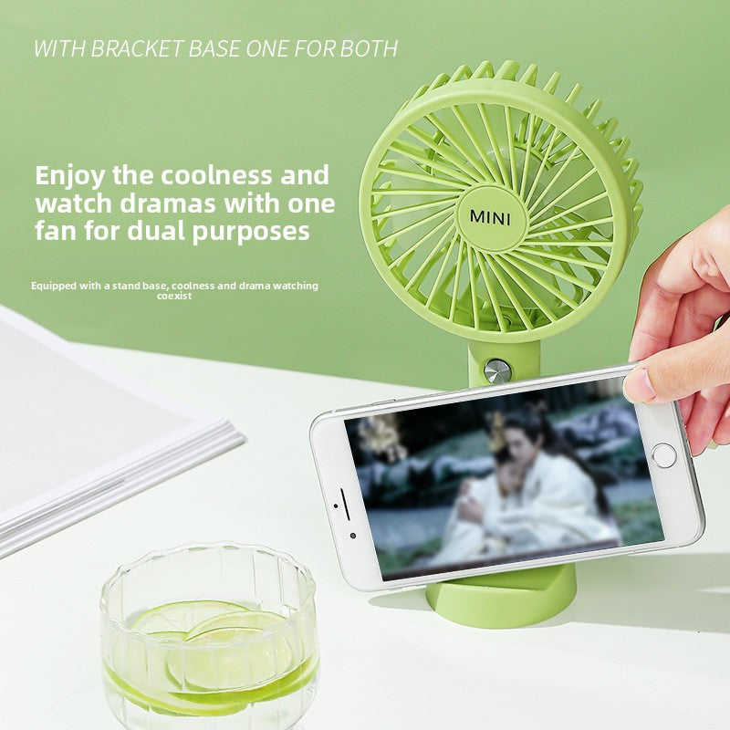 Mini USB Rechargeable Handheld Fan with Phone Holder