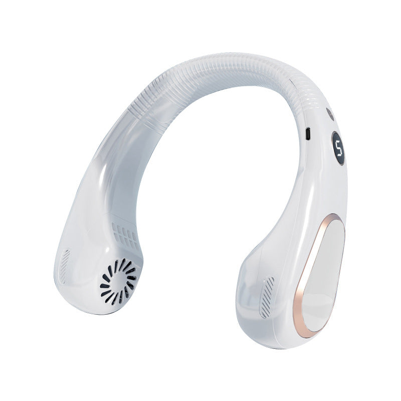 USB Rechargeable Bladeless Neck Fan with Digital Display