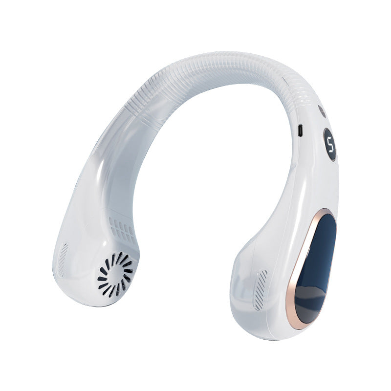 USB Rechargeable Bladeless Neck Fan with Digital Display
