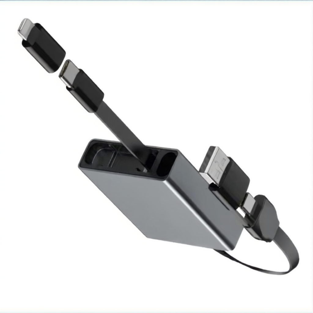 Retractable 66W Fast Charging Cable with Type-C and Lightning Connectors
