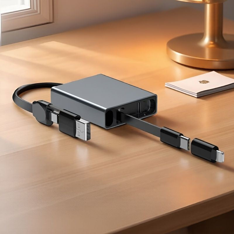 Retractable 66W Fast Charging Cable with Type-C and Lightning Connectors