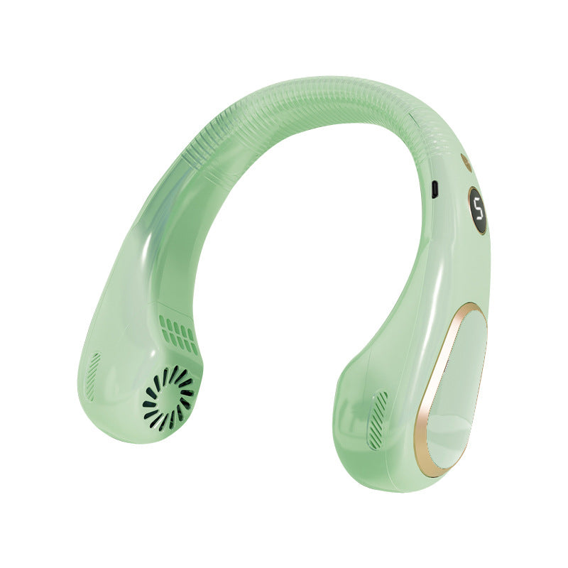 USB Rechargeable Bladeless Neck Fan with Digital Display