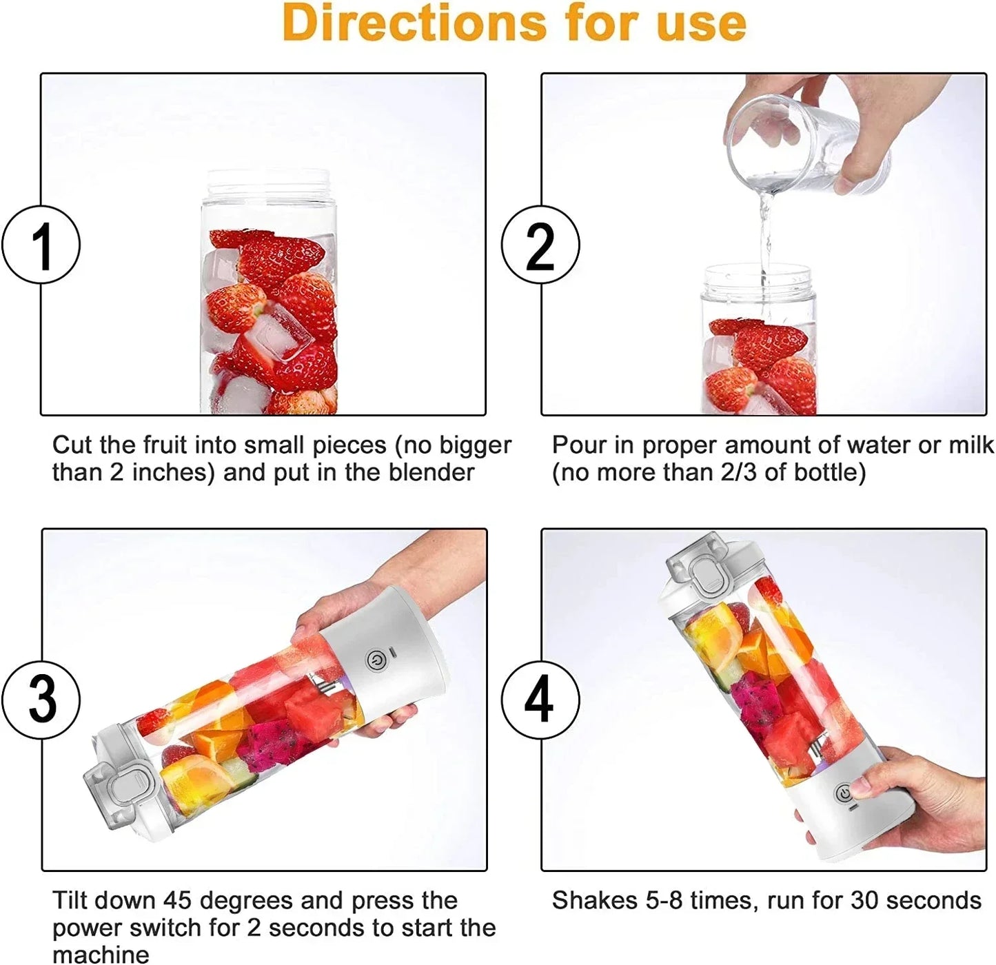 Portable 600ML Electric Blender USB Rechargeable Smoothie & Fruit Juicer Mixer 4000mAh