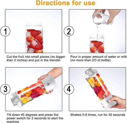 Portable 600ML Electric Blender USB Rechargeable Smoothie & Fruit Juicer Mixer 4000mAh