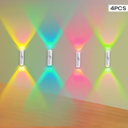 Magnetic RGB LED Night Light Smart Motion Sensor USB Rechargeable Ambient Lamp